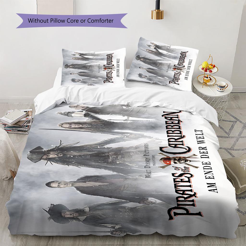 POTC Pattern Bedding Home Decoration Birthday Gift ( 1 Duvet Cover + 2 Pillowcase, Without Core),fan Merchandise.