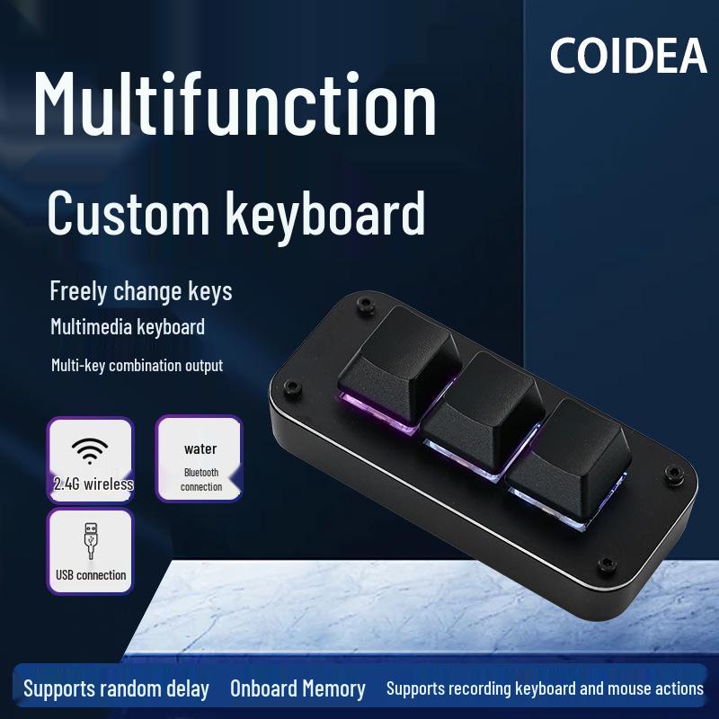 

Programmable Mini Mechanical Keyboard: One-Key Password, Game Shortcut, Three-Button Macro Black - No - Red Switch