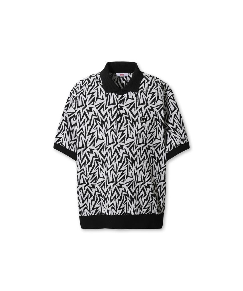 WAAC Men Waacky Illusion Pattern Knit Polo Wmwam26204Bkx