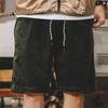 Men Shorts Elastic Waist Adjustable Casual Shorts Solid with Pockets Drawstring Color Wide Leg Corduroy Beach Shorts