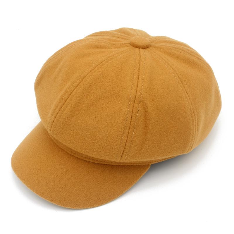 Popular Versatile Beret Autumn and Winter Solid Color Fashion Newsboy Hat Trend Painter Hat Retro Octagonal Hat