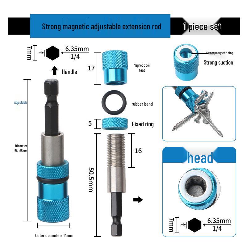 Magnetic 6.35mm Hex Self-Locking Extension Rod for Electric Drill