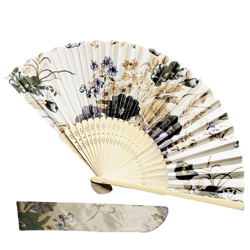 Large Folding Hand Fan Vintage Floral Fan for Women Girls Wedding Festival Dance Gift Performances Home Decorations