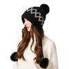 Winter Knitted Hat Big Head Cashmere Three Hair Ball Ear Protection Wool Hat for Women