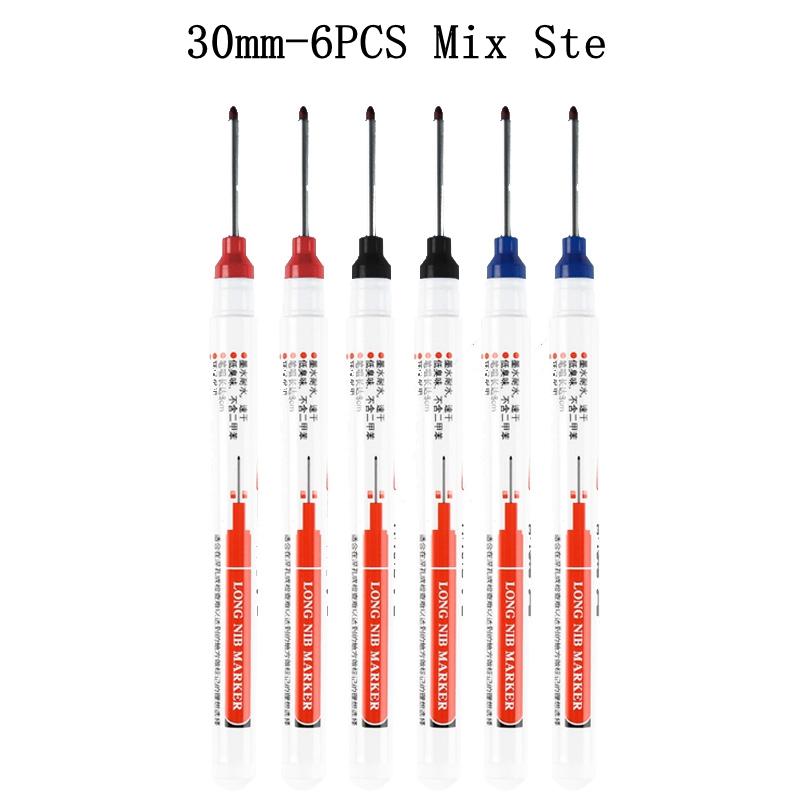 6/8Pcs/Set 30mm Long Head Markers Pen Bathroom Woodworking Decoration Deep Hole Marker Blue/Red/Black/White Oily Marker Pens