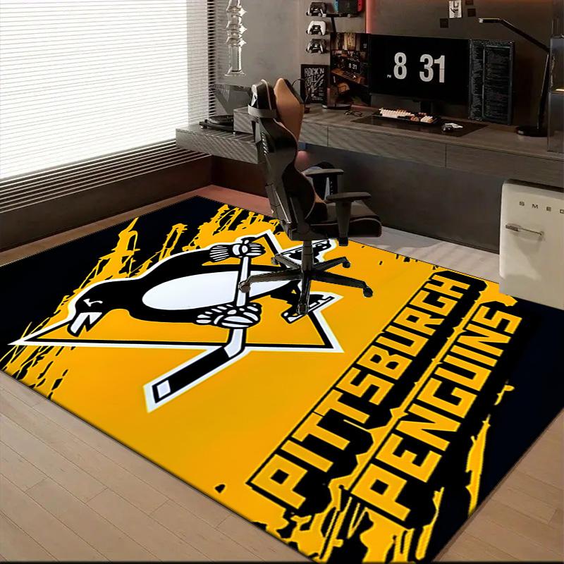 Pittsburgh Penguins Hockey Team Floor Mat for Living Room, Game Rooms, Office, Bedroom, Office Floor Mat Playful Design, Christmas Fan Gifts
