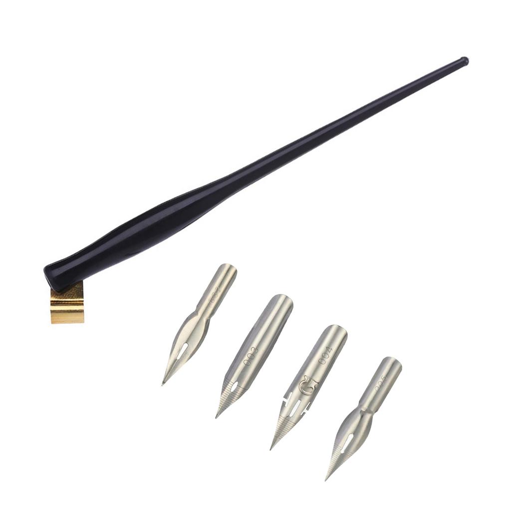 Füllfederhalter-Set mit 4 Stiftspitzen, schrägem Federhalter, verstellbarem Metallflansch für Anfänger, Künstler, Schreiben und Zeichnen