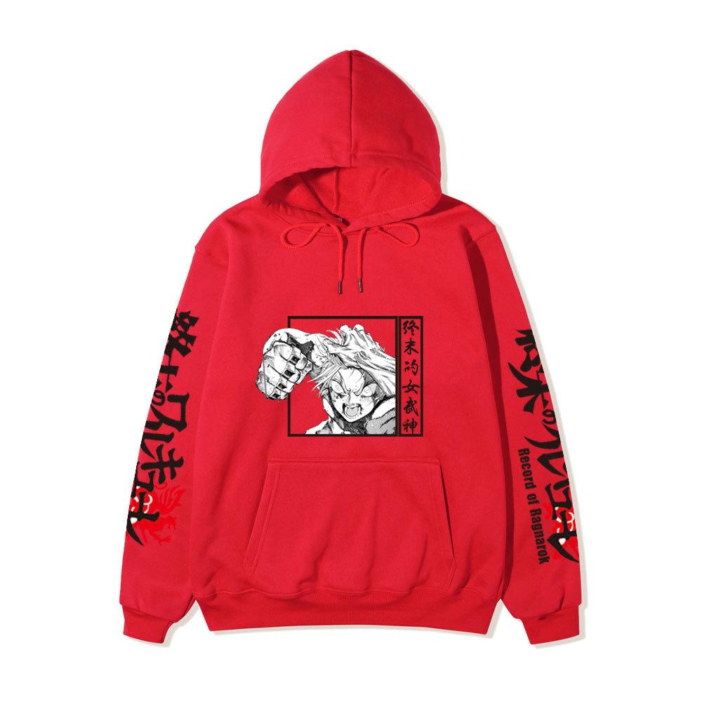 Record of Ragnarok Thor Manga Hoodie Vertikaler Japanischer Chinesischer Text Drachenprint Anime Pullover Sweatshirt
