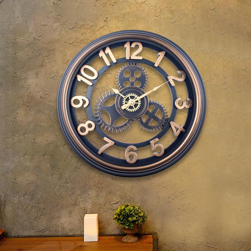38CM Retro Industrial Style Gear Decoration Bar Cafe Wall Decoration Pendant Internet Cafe Gear Clock Background Wall