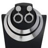 Metallic Geometric Necklace And Earring Set With Snake Chain For Boho Fashion Enthusiasts
