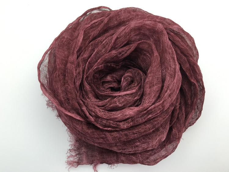 Japanese Natural Texture Linen Scarf Unisex Pleated Burr Edge Decorative Cotton And Linen Scarf Summer Sun Protection Shawl
