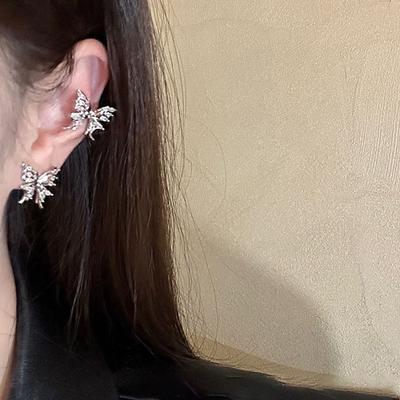 Niche Design Sense Zircon Butterfly Earbone Clip Female Sweet And Cute Elegant Light Luxury Versatile Stud Earrings