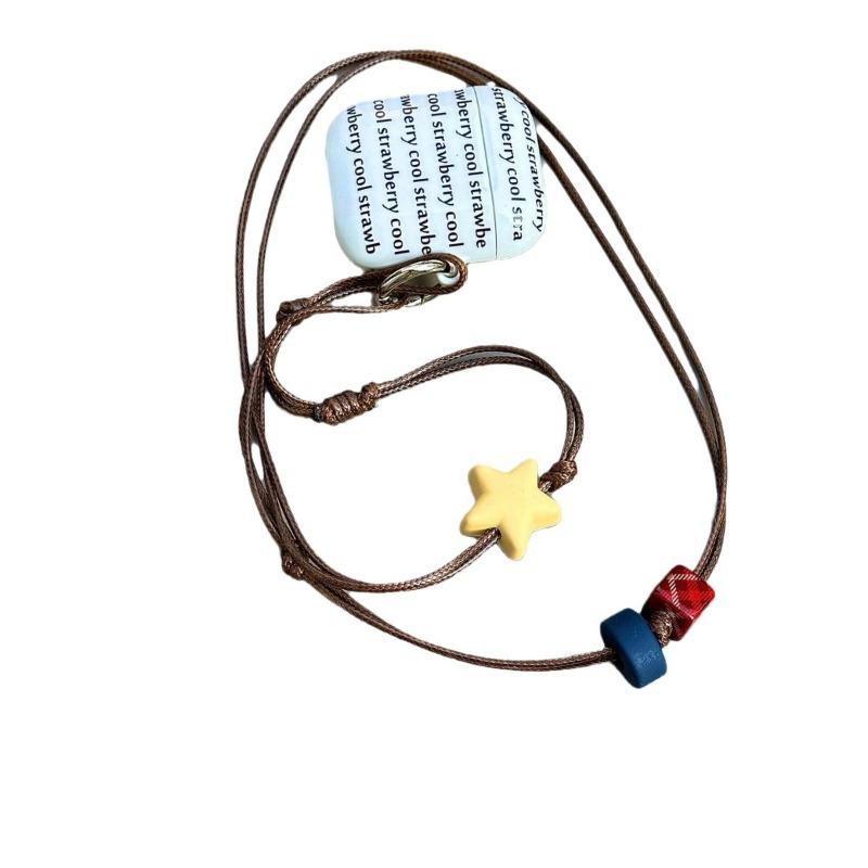 1Pc Star Hanging Neck, Original Wax Oil Line Feel Paint Star Beads High Value Handmade Beaded Mobile Phone Chain Hanging Neck
