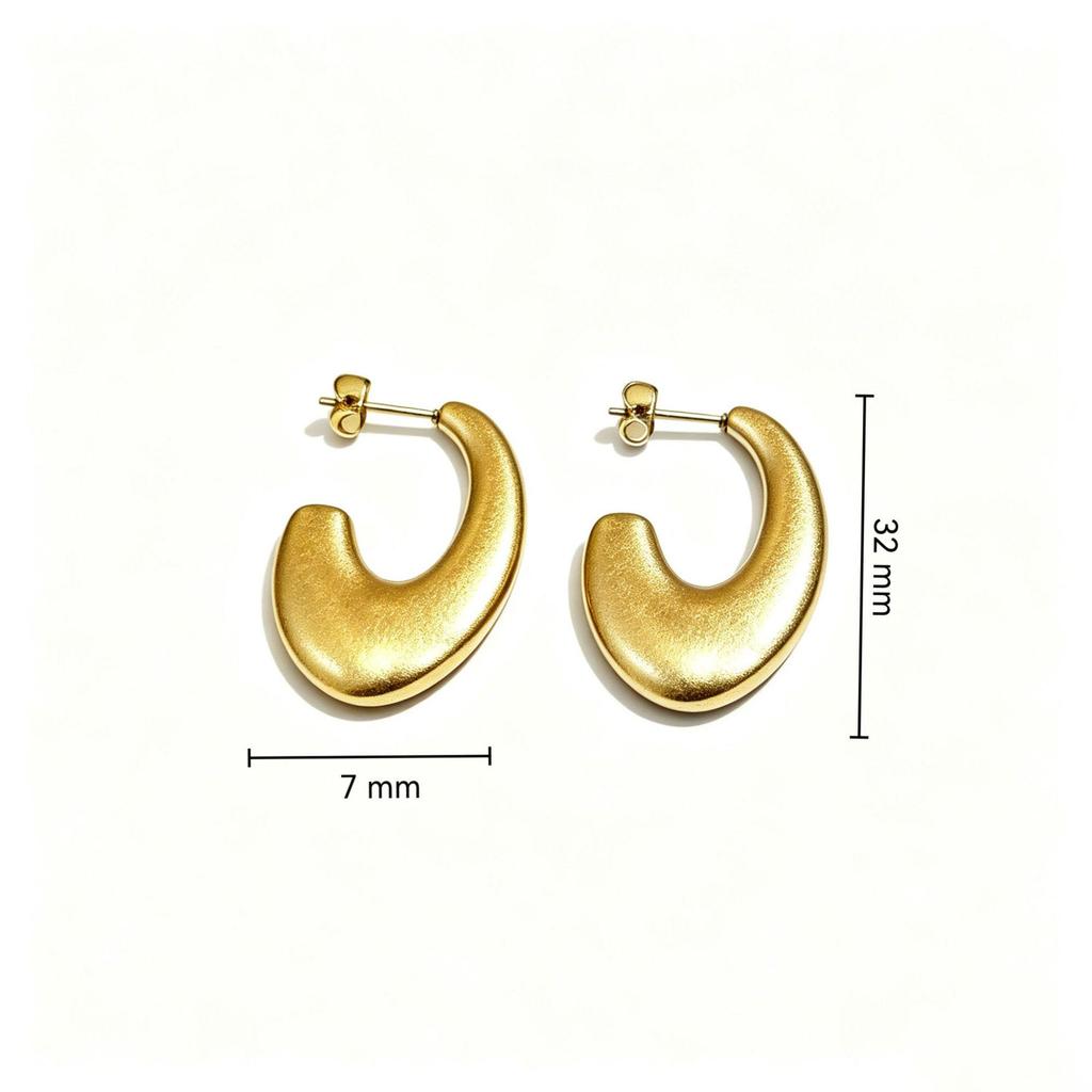 European High-End Frosted Gold Curved Hook Earrings - Sleek Stainless Steel Fashion Accessories