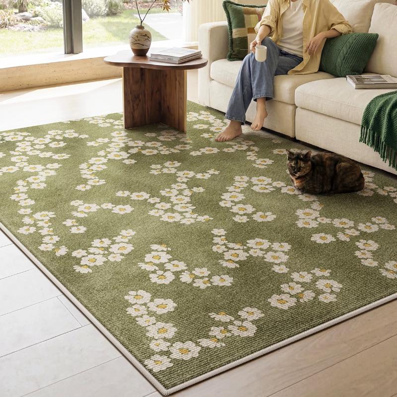 French Style Rugs for Bedroom Large Area Living Room Decoration Soft Carpet Washable Bedside Floor Mat Anti-slip Cloakroom Rug