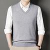 Men's 100% Pure Wool Thickened V-Neck Vest for Autumn/Winter