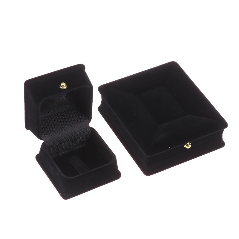 Velvet Box Black Jewelry Display for Ring Pendant Bangle Necklace Soft Interior Organizer Storage Case for Wedding Proposal