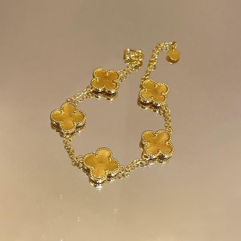 Elegant Four-Leaf Clover Gourd Bracelet for Women - Light Luxury Versatile Jewelry Accessory