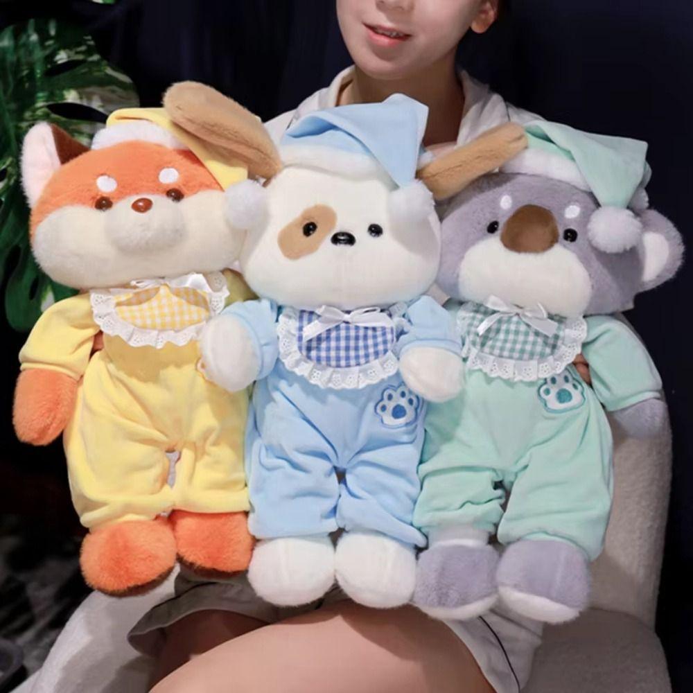 Fluffy Pajamas Dog Doll With Hat Clothes Animal Plushies Dolls Koala Plush Toys  Party Supplies