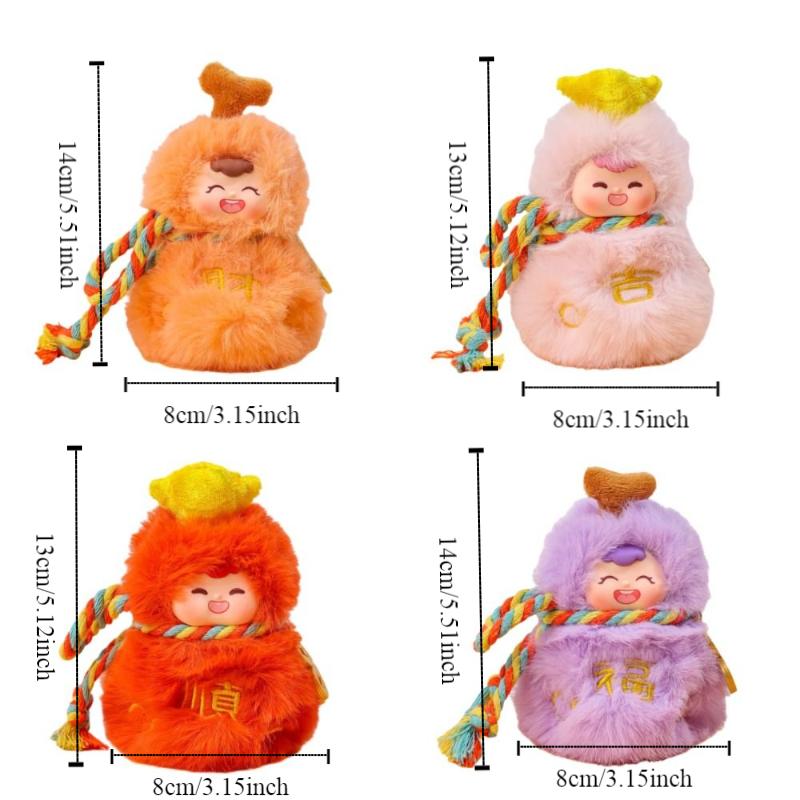 Kawaii Plush Doll Keyring Ornaments Good Luck Pendant Creative Mini Gourd Keychain  for Lovers