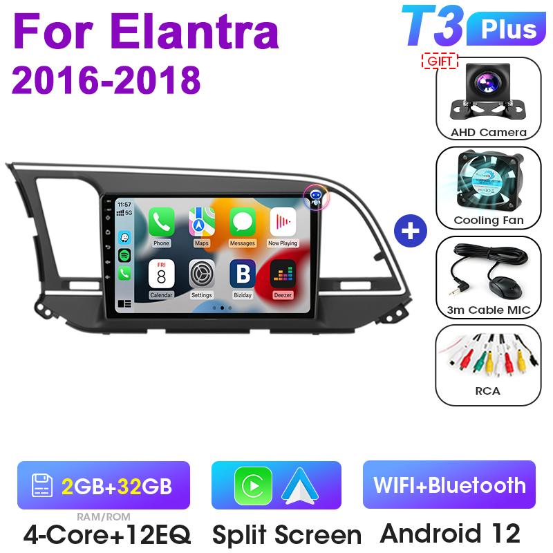 2 Din Android 12 Car Radio For Hyundai Elantra 6 2016-2018 Multimedia Video Player GPS 4G Carplay Auto Stereo DVD QLED Head Unit