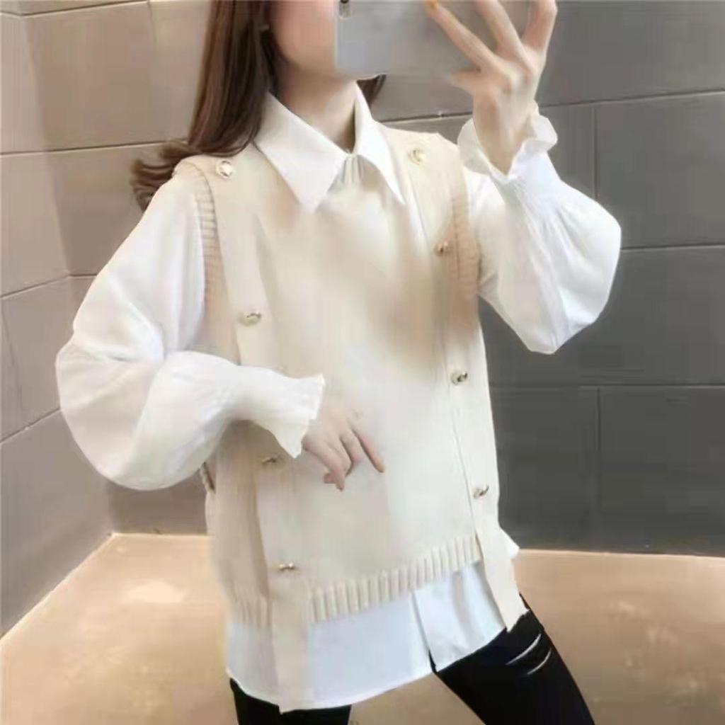 Damen-Strickweste im koreanischen Stil, ärmellos - Locker, lässig, Herbstweste