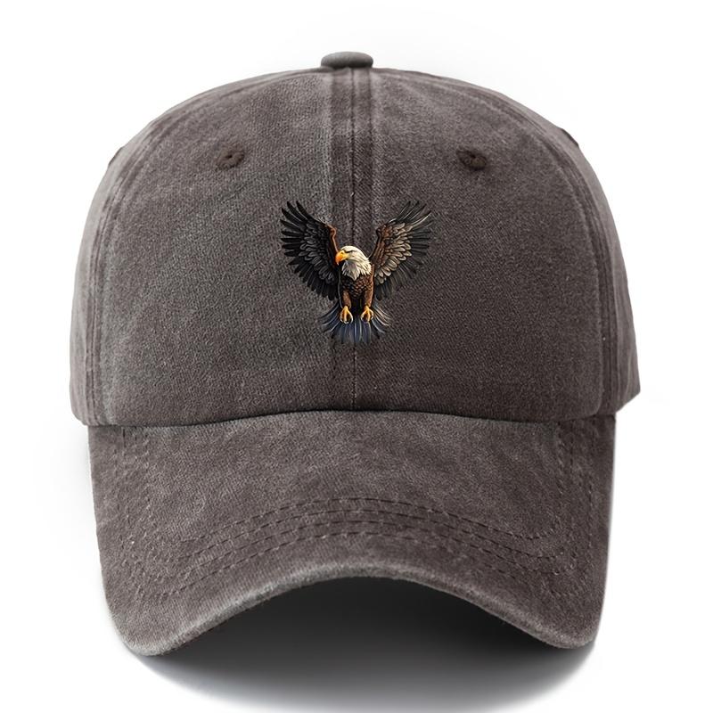 A Stylish And Versatile Baseball Cap Featuring a Printed Eagle Design Suitable for Both Men And Women This Classic Retro Washed