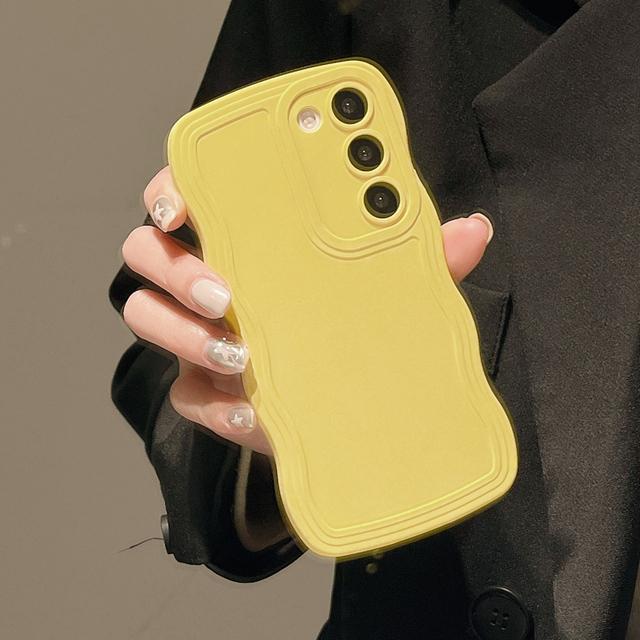 

Модный чехол для телефона с волнистым краем для iPhone 15 Pro Max 14 13 12 11 Pro X XS XR 7 8 6 Plus SE2 SE3 противоударный мягкий чехол-бампер For Samsung S23 жёлтый