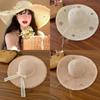 French Lace Bow Summer Wide Brim Hat For Sun Protection Beach Vacation Fans