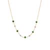 Gold Y-Necklace with Green Square Gems Clear Zircon, Dainty Pendant Necklace for Women Everyday Jewelry Gift