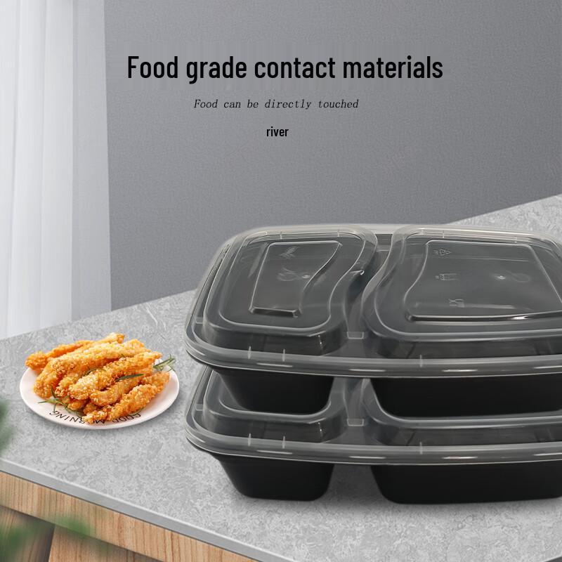 Disposable Rectangular Double-Compartment Meal Boxes