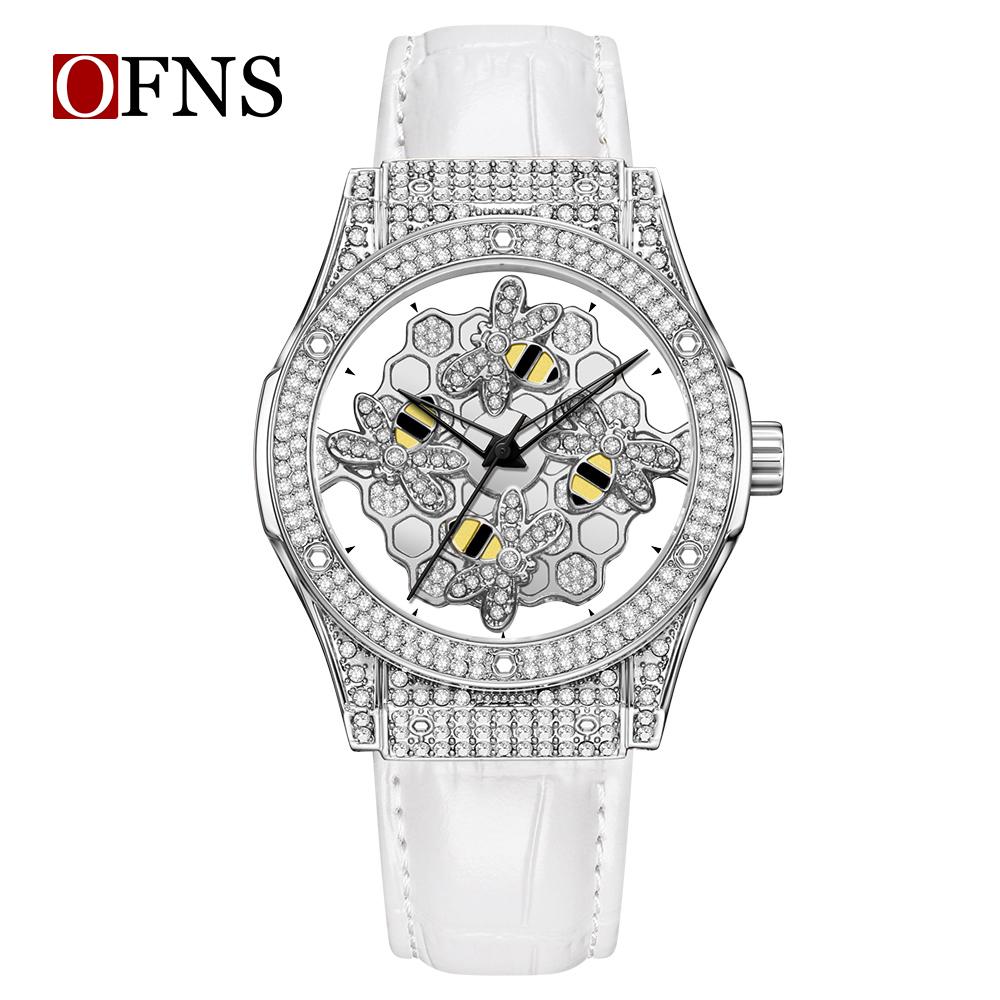 OFNS Повседневные женские часы Топ Бренд Роскошные Деловые Модные Водонепроницаемые Женские Кварцевые Часы серебряный/белый