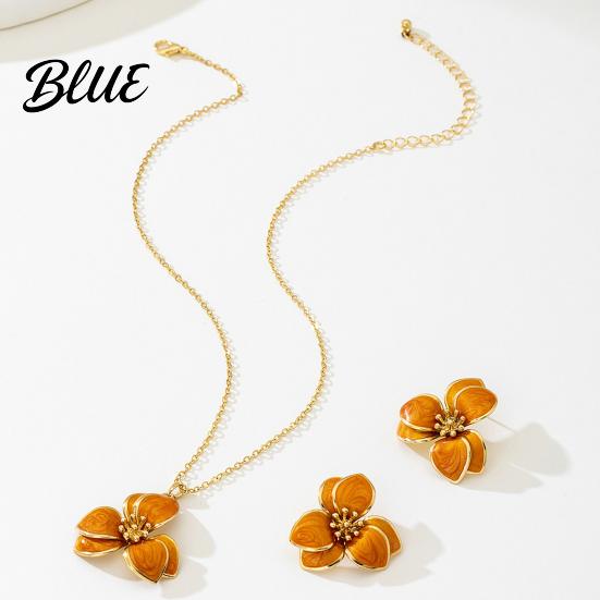 Minimalist Jewelry Set 2Pcs/Set Women Enamel Flower Charm Adjustable Beautiful
