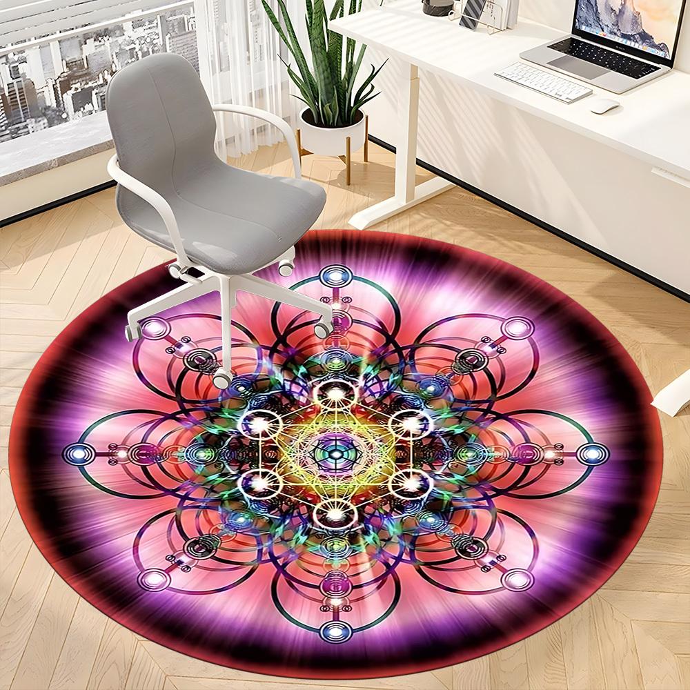 1PC Sacred Geometry Mandala Chair Carpet for Office Non-Slip, Lightweight, Machine Washable Rug for Office, Sleeping, Room - Holiday Decoryy25100910
