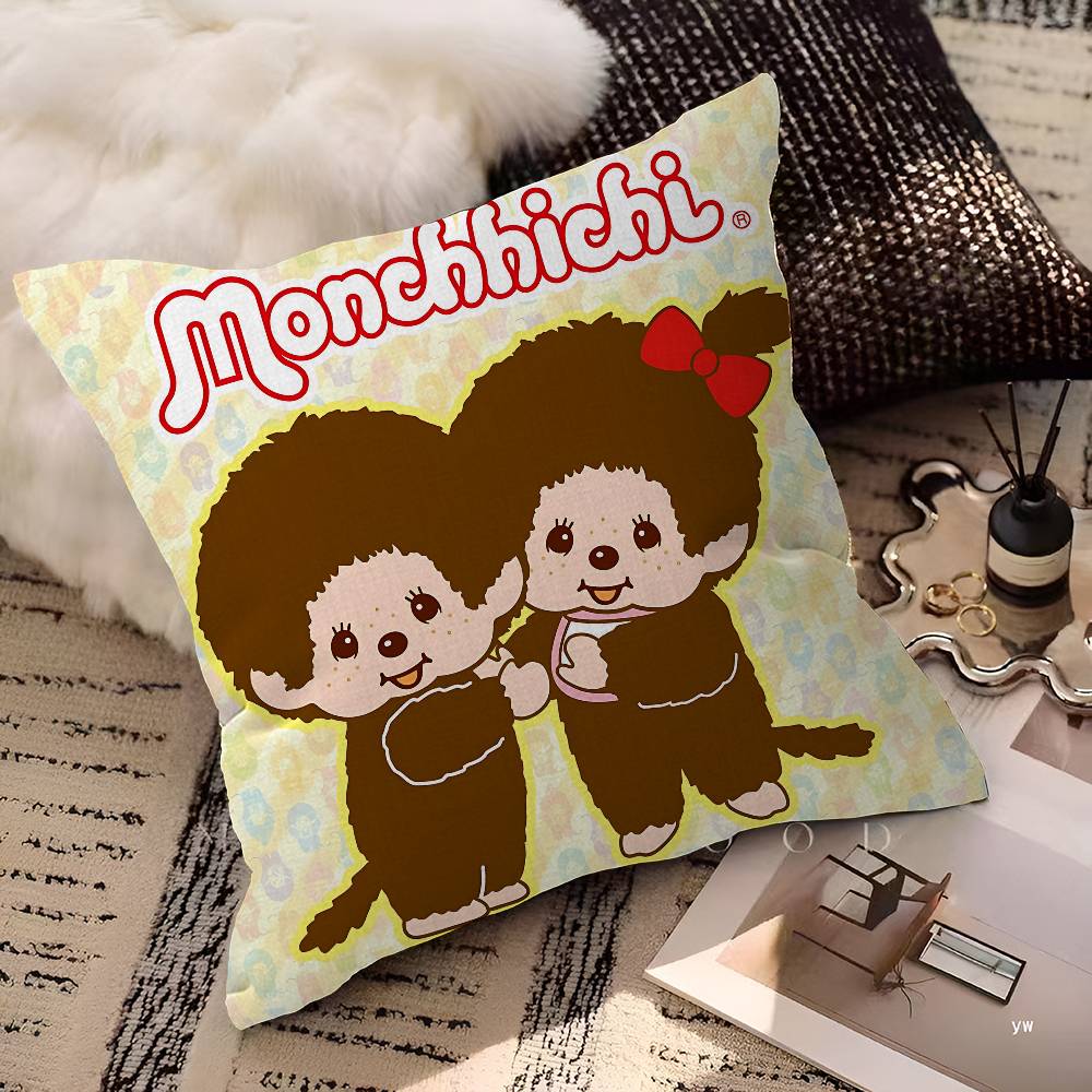 Anime M-Monchhichi Personalizovaný povlak na polštář Dětský pokoj Divoká párty Dekorace Povlak na polštář Dětské narozeniny Sprchový dárek