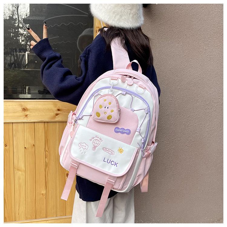 School bag Macaron girl backpack New primary school students large-capacity backpack Female junior high school students High school students
