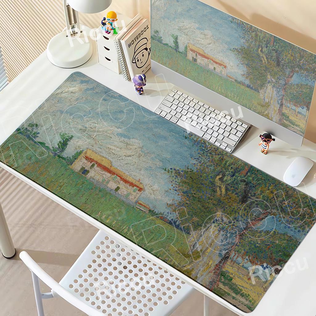Van Gogh's Oil Painting Mouse Pad Starry Night Large Rubber XXL PC Desk Accessories Mousepad for Office&Gamer Keyboard Decor Mat