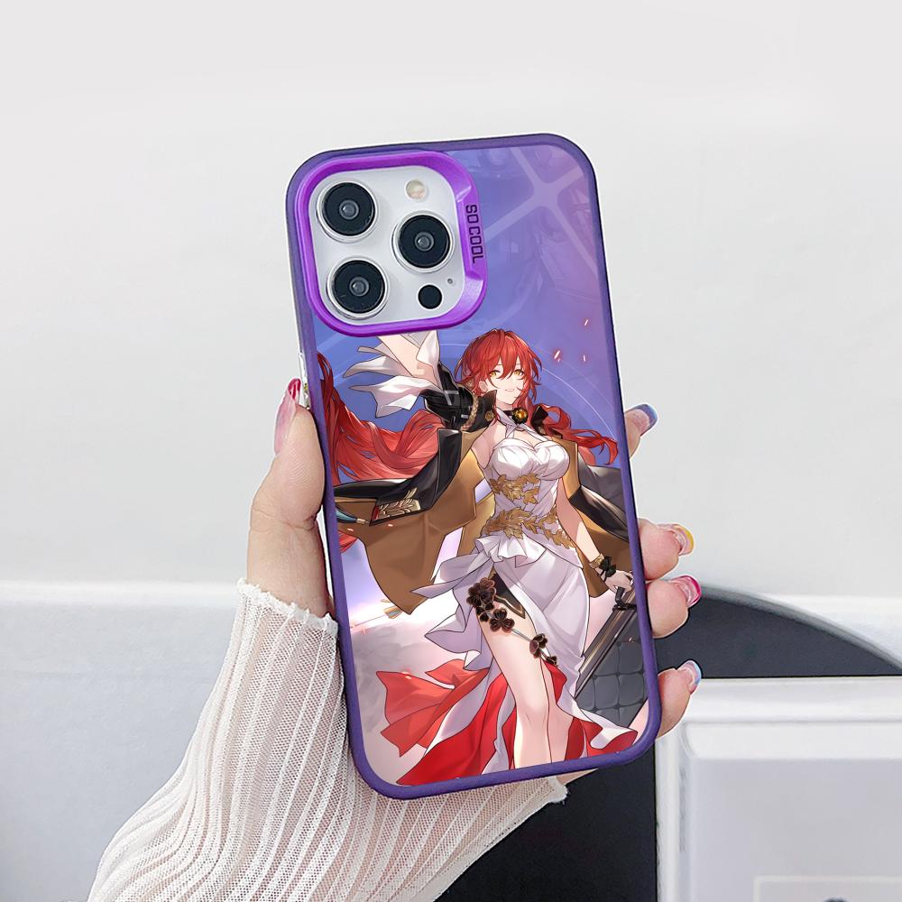 HSR Himeko Purple Translucent Mobile Phone Case for iPhone 17 16 15 14 13 12 11 X XR XS Air Pro Max Plus Colorful Cover