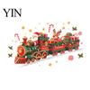 Self Adhesive Holiday Mural Christmas Train Wall Sticker, Santa Claus Reindeer Decals, Window Clings Murals, Removable PVC Art Decor for Home