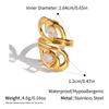 Yori Geometric Line Design Cubic Zircon Ring Stainless Steel Rust Proof Office Ladies Chic Waterproof Jewelry New Gift Recommend