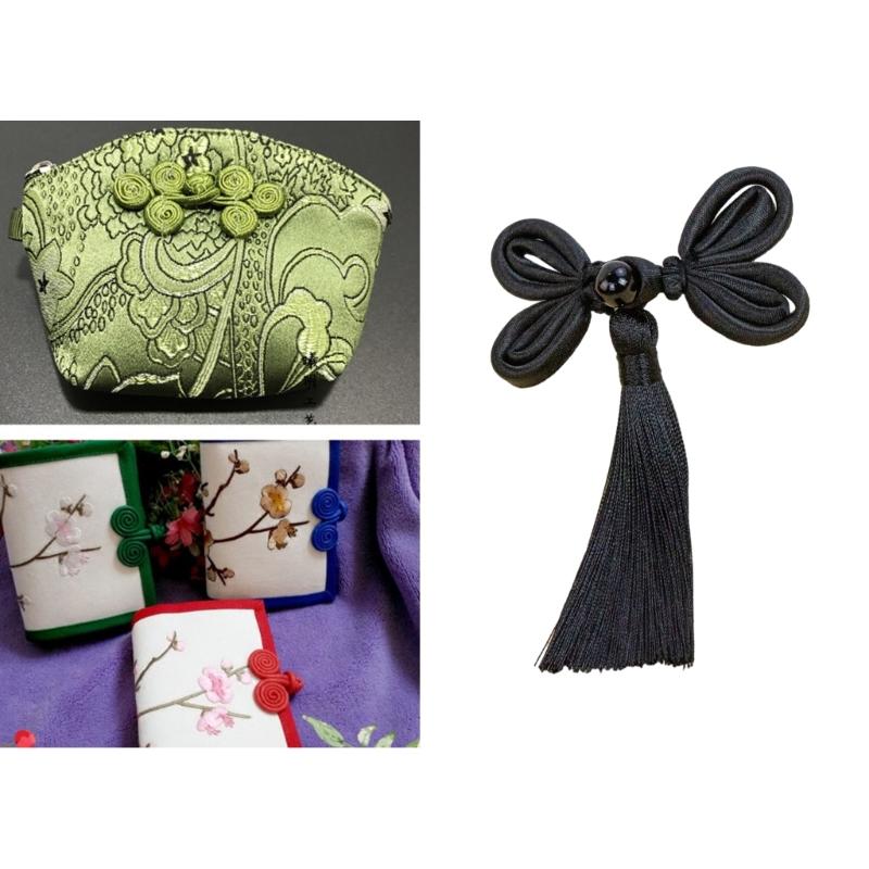 Butterfly Fringe Shape Chinese Cheongsam Knot Button Closure Ribbon Fastener Costume Tang Shirt Suit DIY Sewing Craft