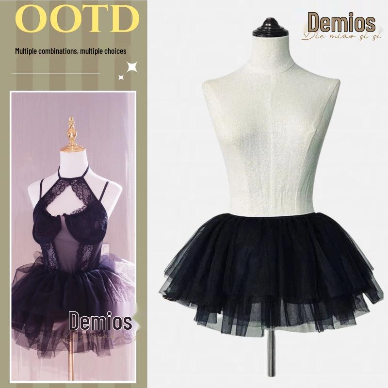 Fustă interioară neregulată din mătase Butterfly Miao Si: Tull Moale Fără Oase, Purtabil la Exterior, Fustă de dedesubt Scurtă Super Pufoasă Sexy Y079.