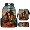 3Pcs Set NARUTO Anime School Backpack With Front Pocket & Crossbody Bag & Pencil Bag,Durable&Lightweight,for Boys&Girls Age 5-11