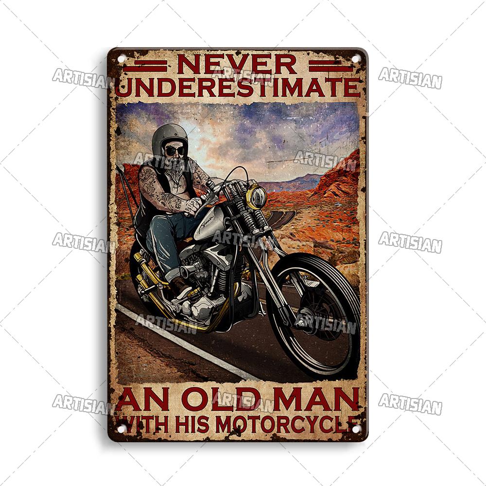 Artisian Motorcycle Metal Poster Motorbike Tin Plaque Racing Riding Decorative Plate Wall Decor Garage Bar Pub Club Hotel Cafe