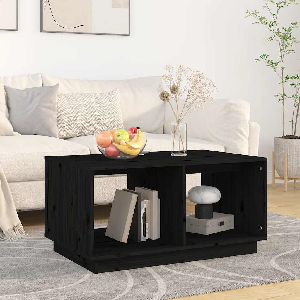 Vidaxl Stolik Kawowy, Czarny, 80X50X40 Cm, Lite Drewno Sosnowe