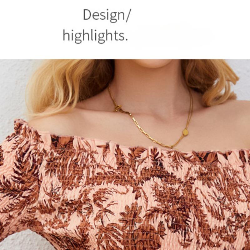 Летние повседневные платья с открытыми плечами для женщин Платье с цветочным принтом — фото 12