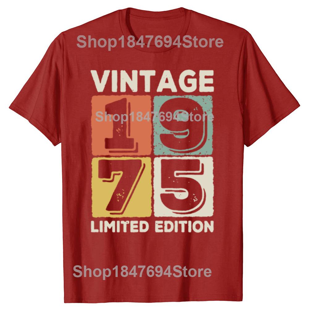 Vintage 1975 Limited Edition Men T Shirts Retro Classic Art Print Tees Short Sleeve O Neck Harajuku Streetwear Birthday Gifts