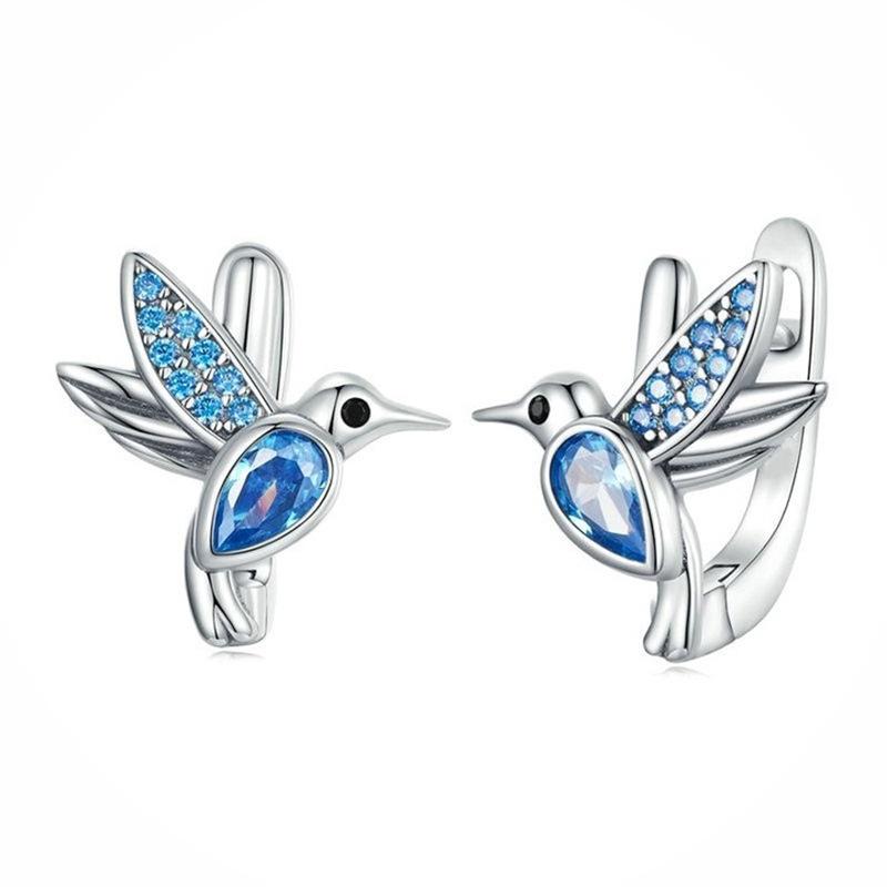 European and American bird stud earrings, exquisite and small inlaid zircon jewelry, daily wear jewelry