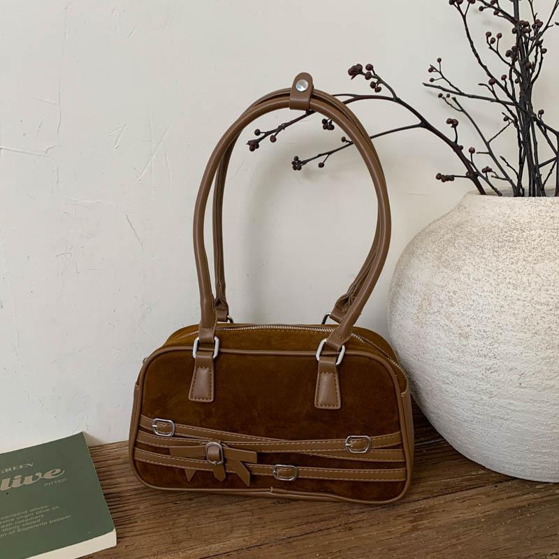 Vintage niche suede bag women's 2025 new fashion super fire shoulder armpit bag commuter portable pillow bag