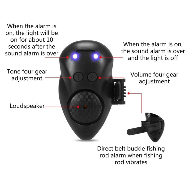 Fishing Biting Alarm Sensitive Electronic Fishing Alarm Indicator LED-Sounds Alerts On Fishing Rod for Daytime-Night Fishing